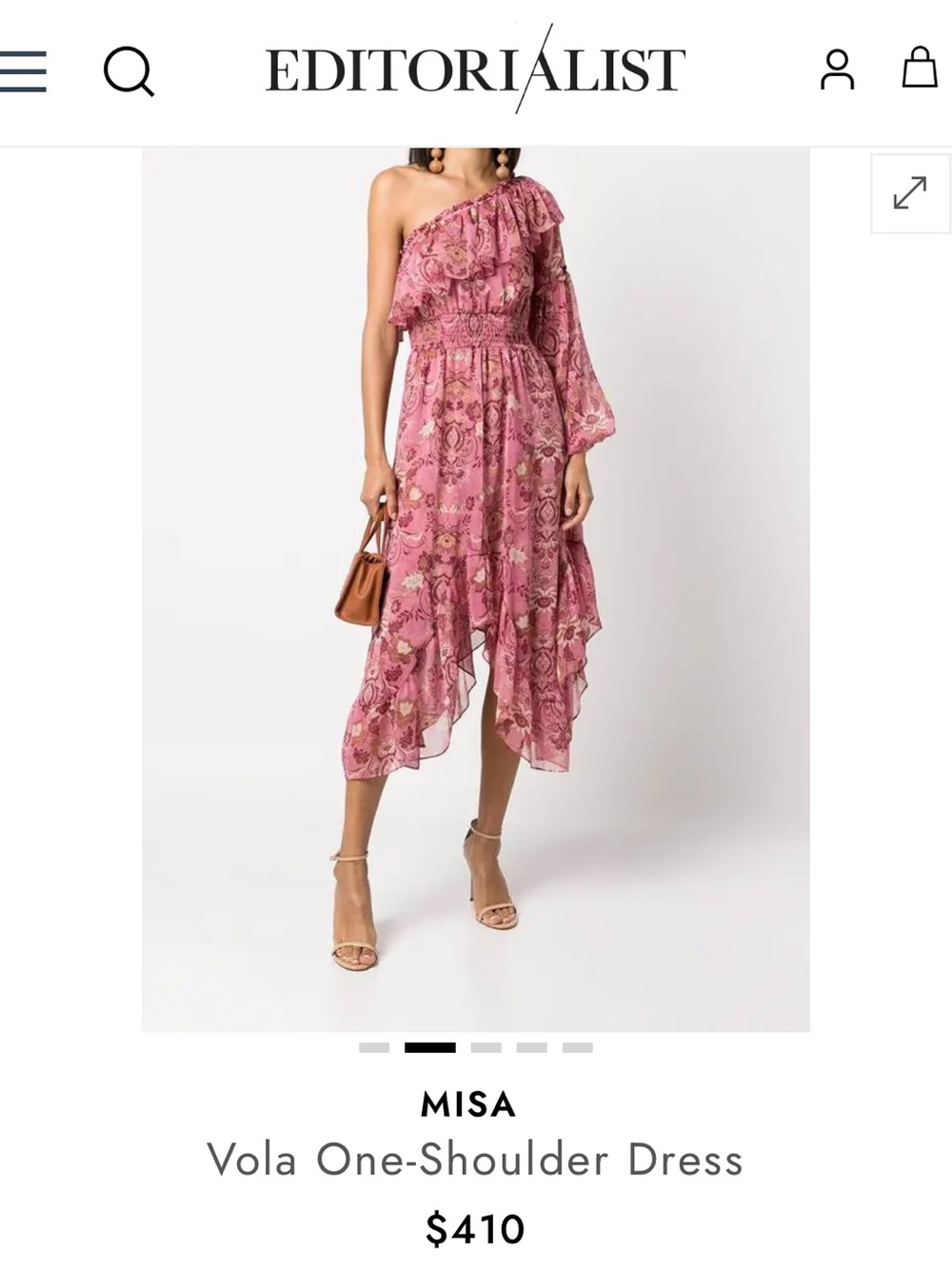 Misa Los Angeles Pink One-Shoulder Floral Dress
